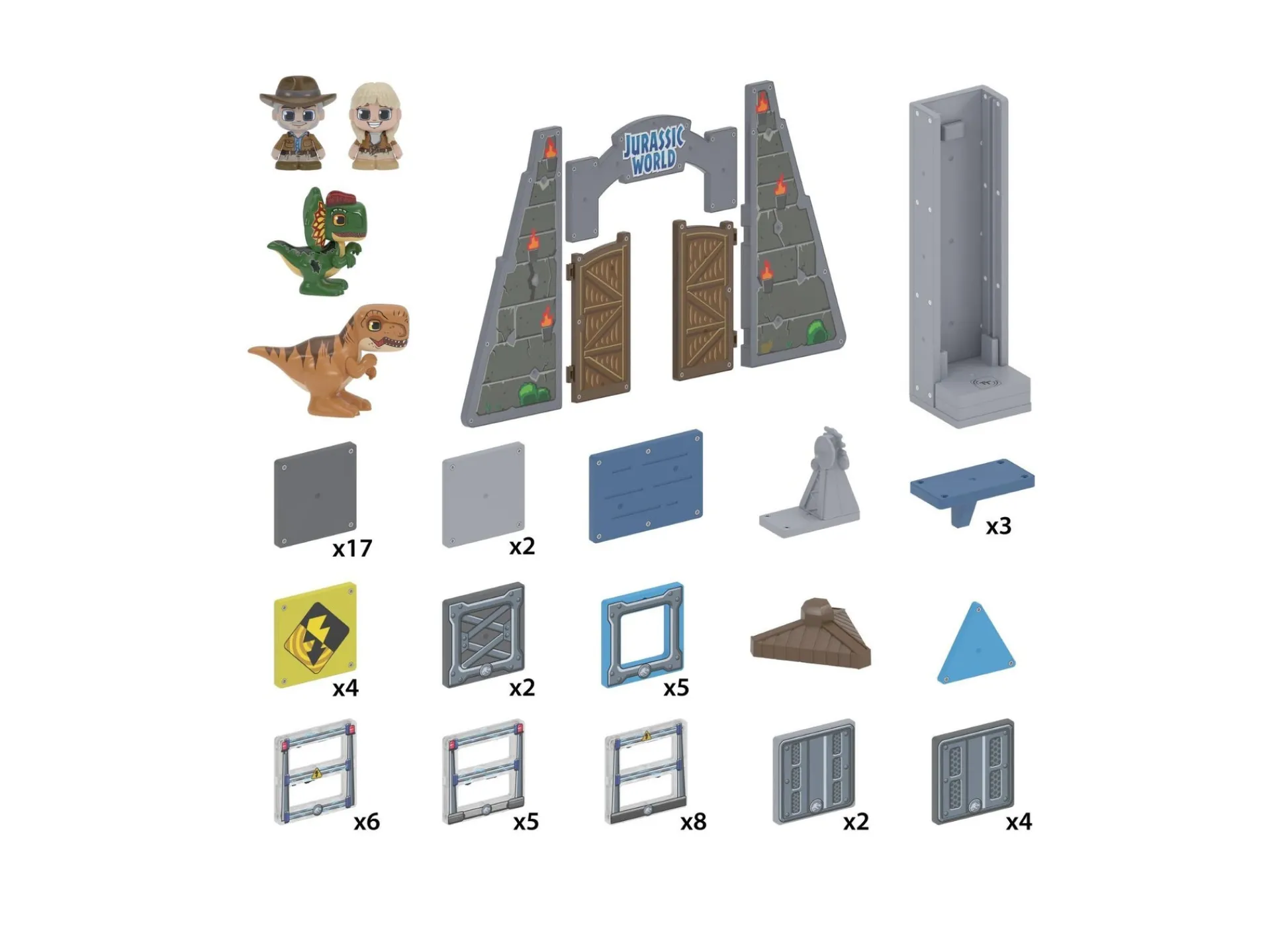 Macy's - Supplier Tile Town Jurassic World Dino Escape Magnetic Tiles Playset, 69 Piece* Lego Jurassic World|Magnetic Tiles & Building Sets