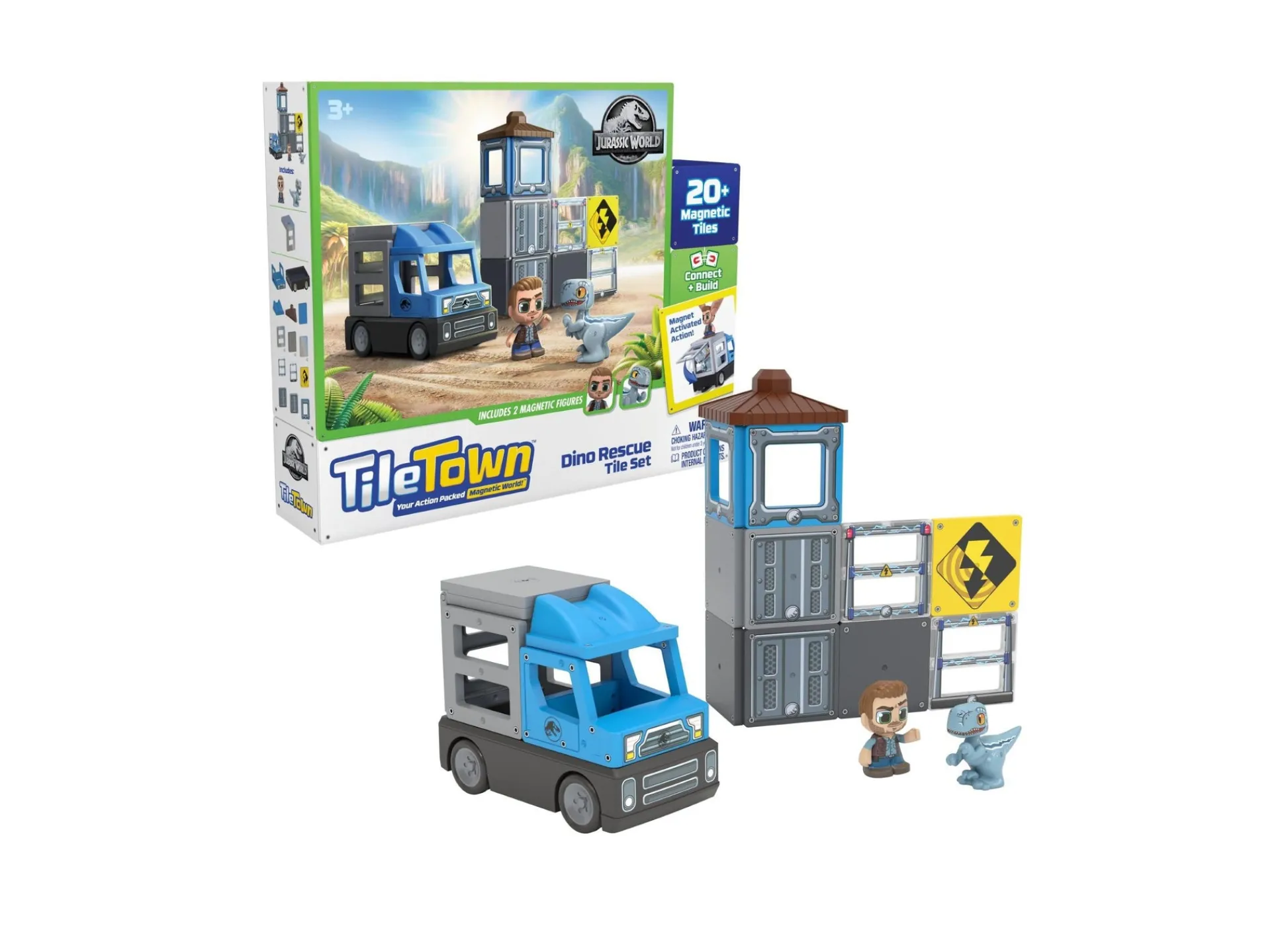 Macy's - Supplier Tile Town Jurassic World Dino Rescue Magnetic Playset, 22-Piece* Magnetic Tiles & Building Sets