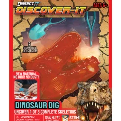 Flat River Group Top Secret Toys Dissect-It Dino Dig - Excavate 3 Dinosaur Skeletons - STEM Educational Toy for Kids Ages 6+* Science & Discovery