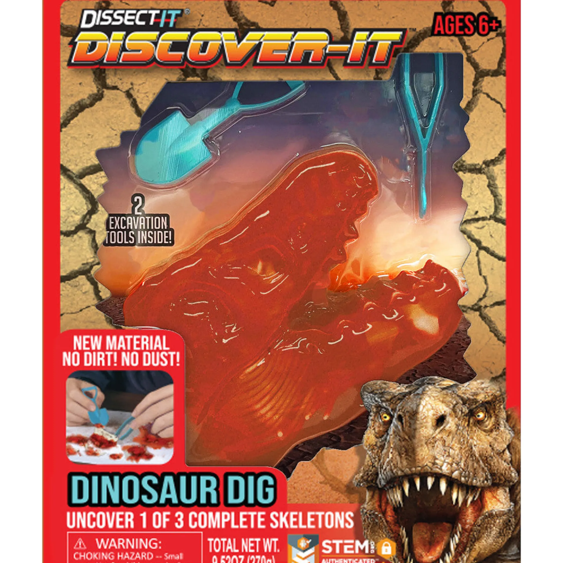 Flat River Group Top Secret Toys Dissect-It Dino Dig - Excavate 3 Dinosaur Skeletons - STEM Educational Toy for Kids Ages 6+* Science & Discovery