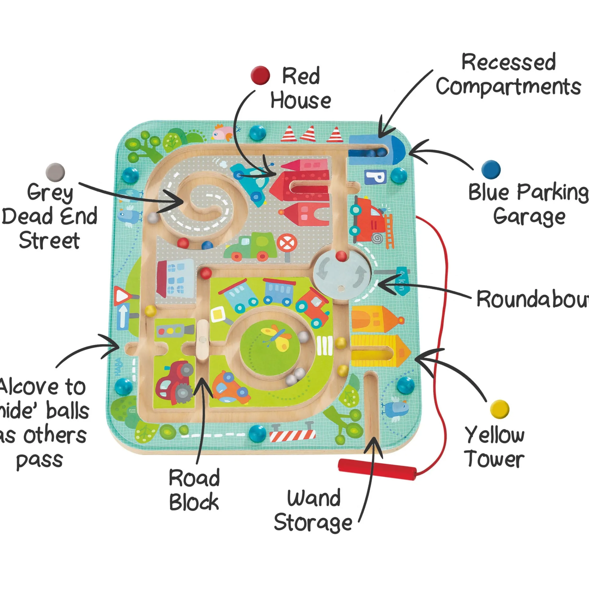 HABA USA Town Maze Magnetic Puzzle Game - Montessori-Inspired Educational Toy* Puzzles|Preschool Education Toys & Activities
