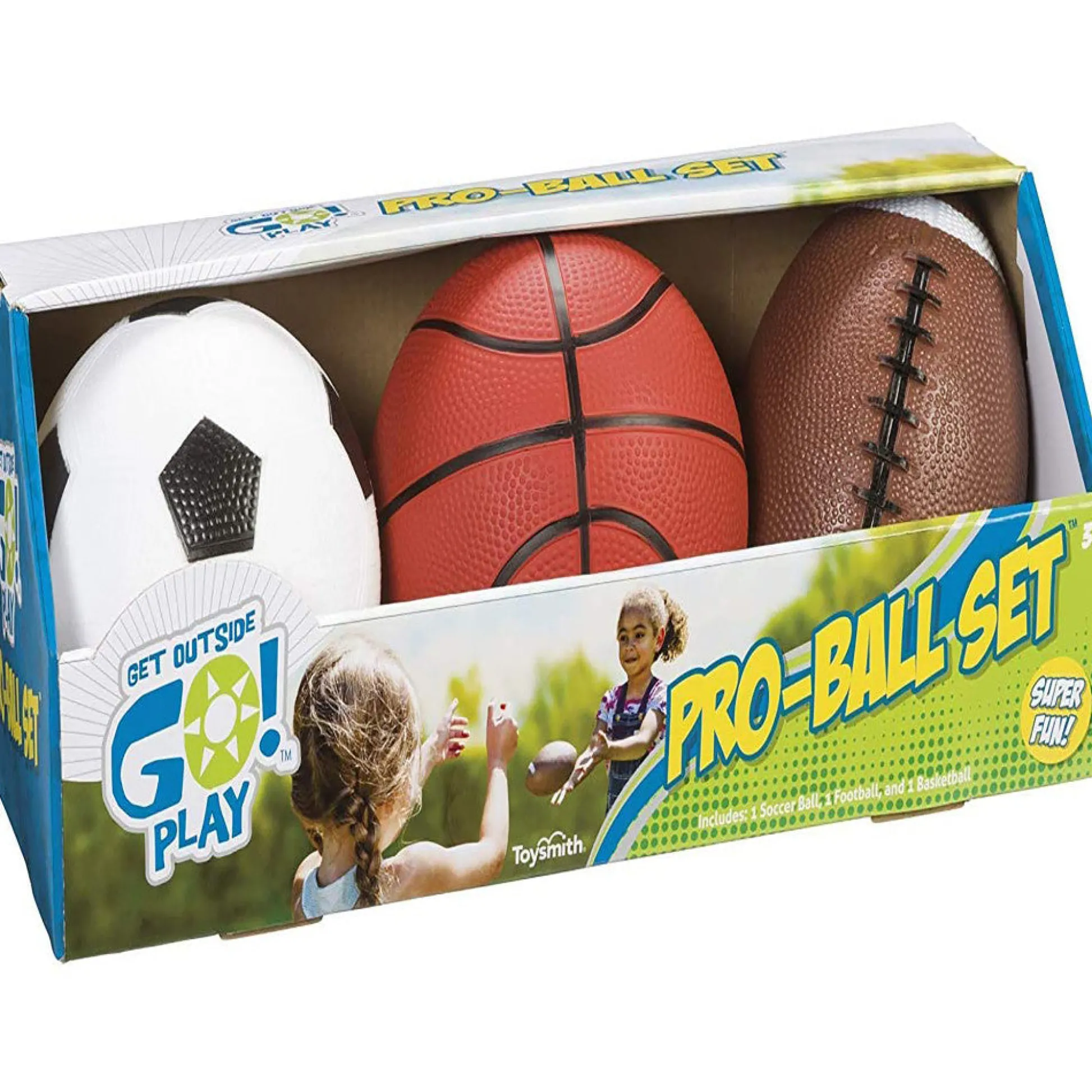 Flat River Group Toysmith Get Outside GO! Pro-Ball Set, 3-Piece Sports Ball Kit for Kids* Toy Sports