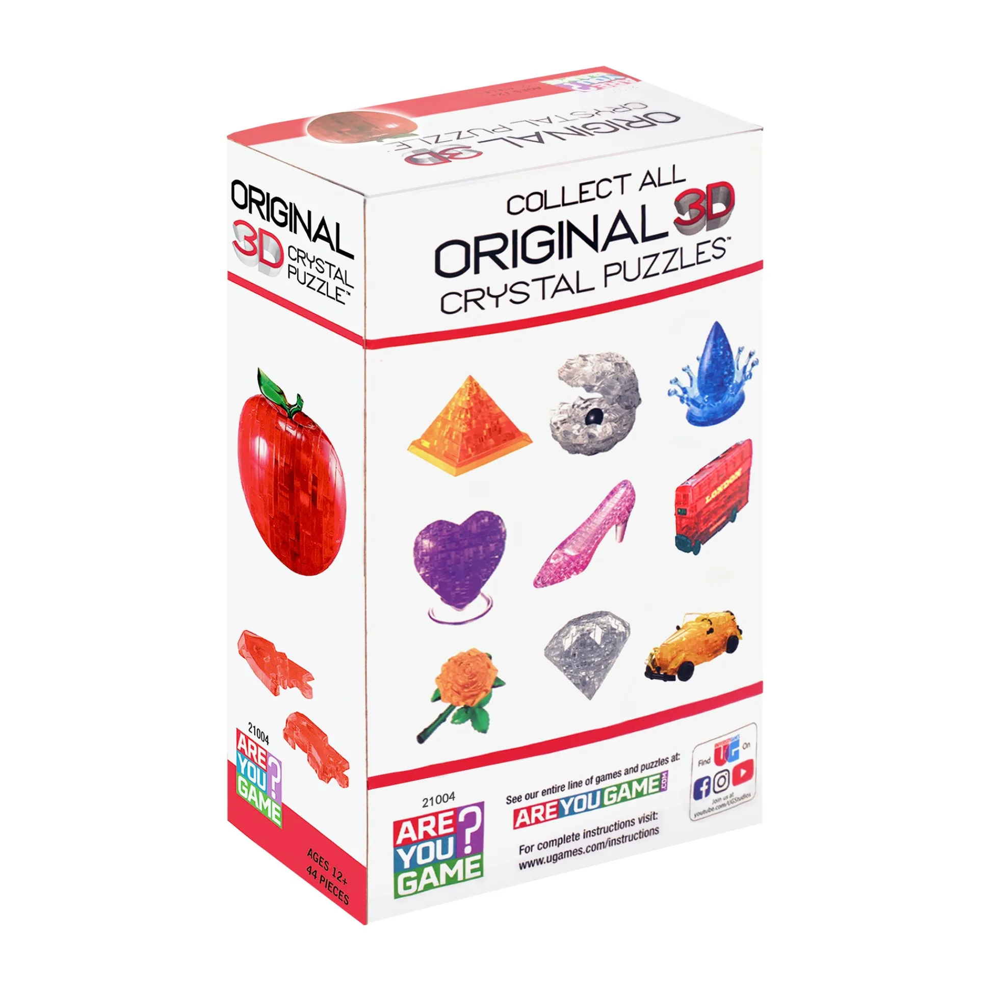 AreYouGame Translucent Red Apple 3D Crystal Puzzle - 44 Pieces* Puzzles