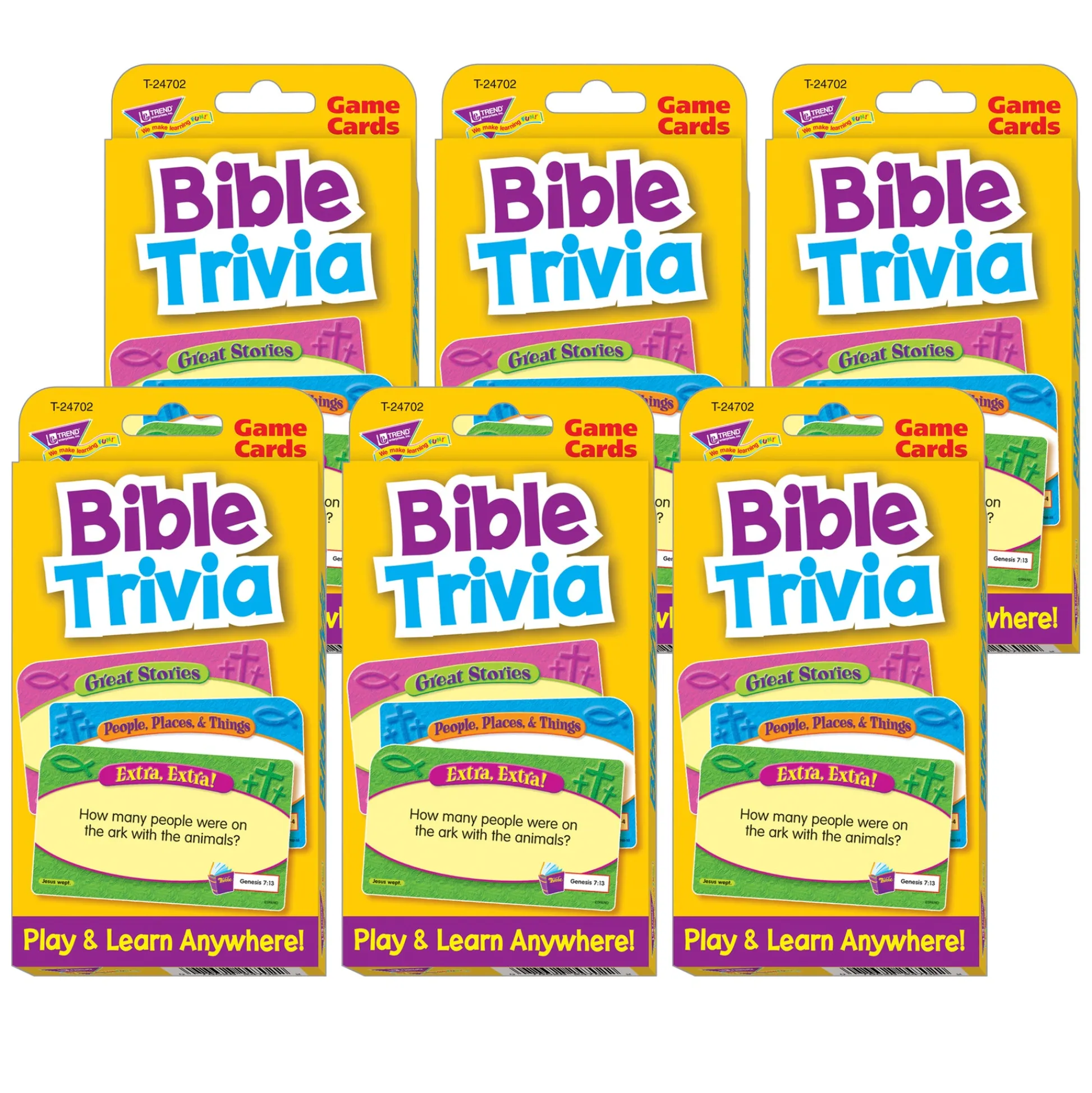Educators Resource TREND Bible Trivia Challenge Cards, Ultimate Quiz Pack of 6* Card Games