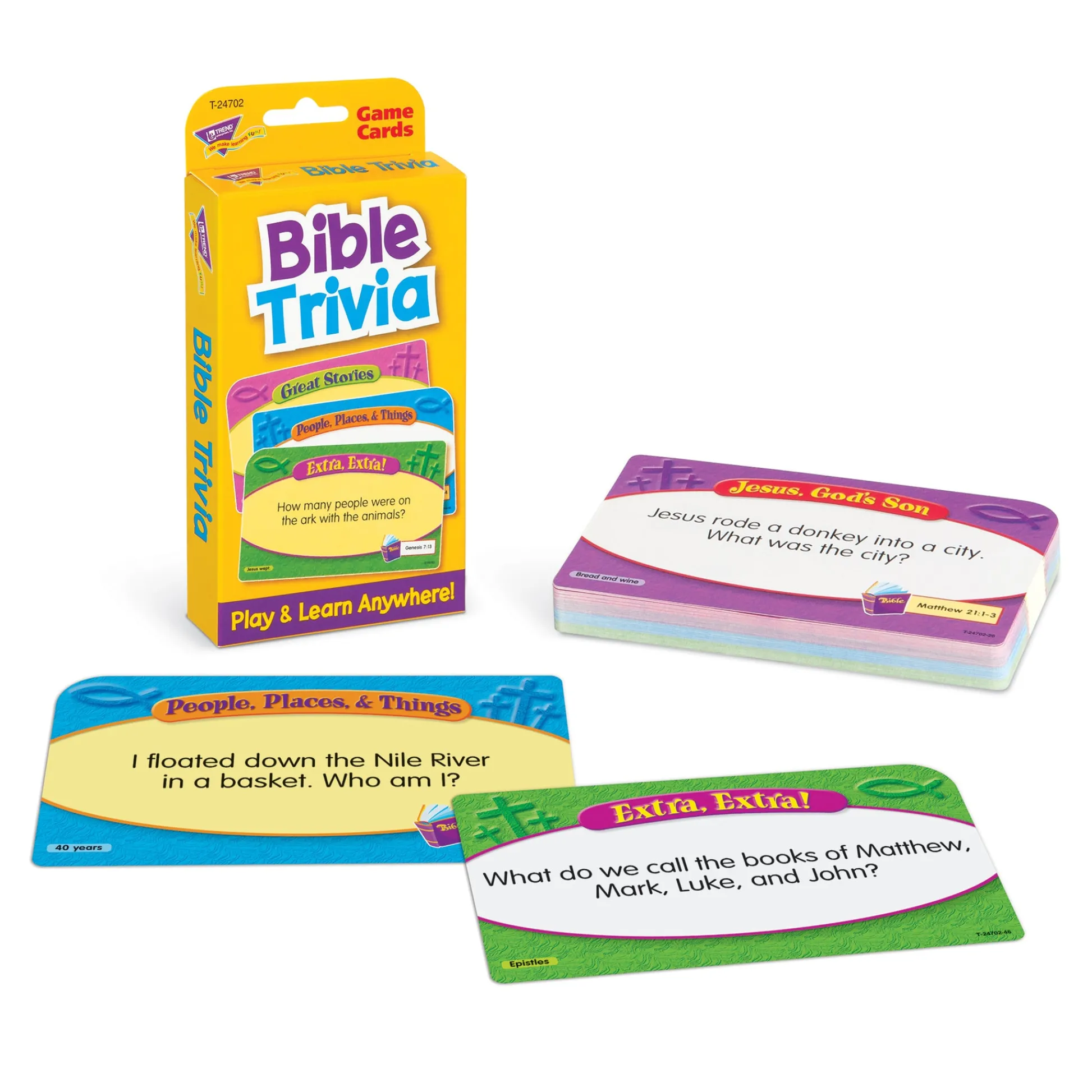 Educators Resource TREND Bible Trivia Challenge Cards, Ultimate Quiz Pack of 6* Card Games