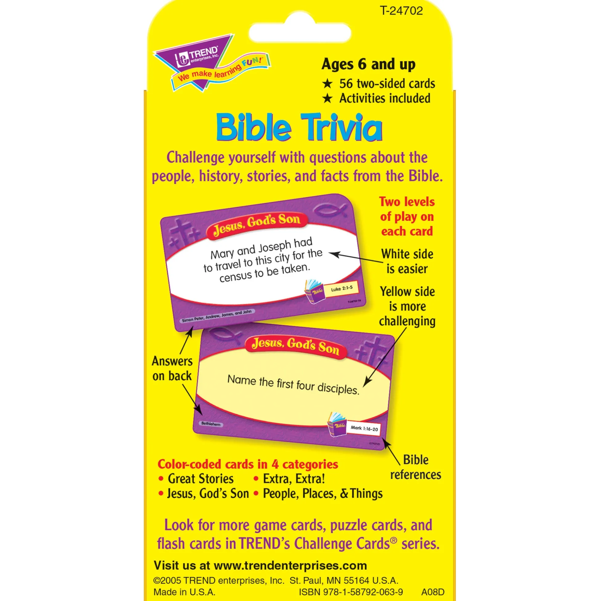 Educators Resource TREND Bible Trivia Challenge Cards, Ultimate Quiz Pack of 6* Card Games