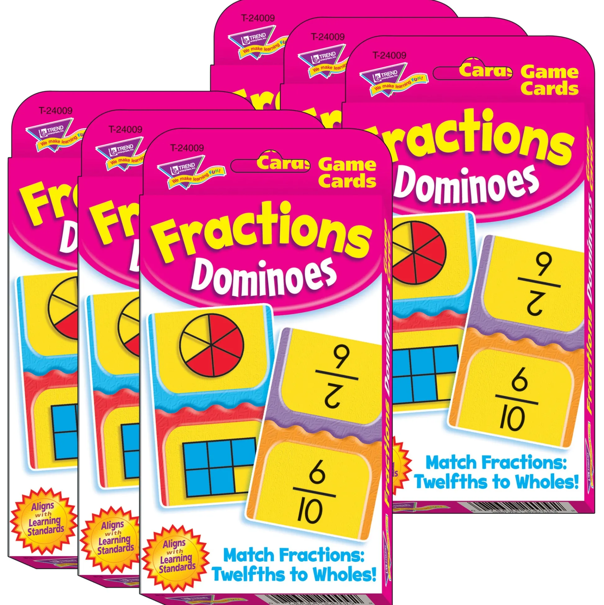 Educators Resource TREND Fraction Fun Dominoes Challenge Cards - Learning Game Set* Dominoes & Tiles Games