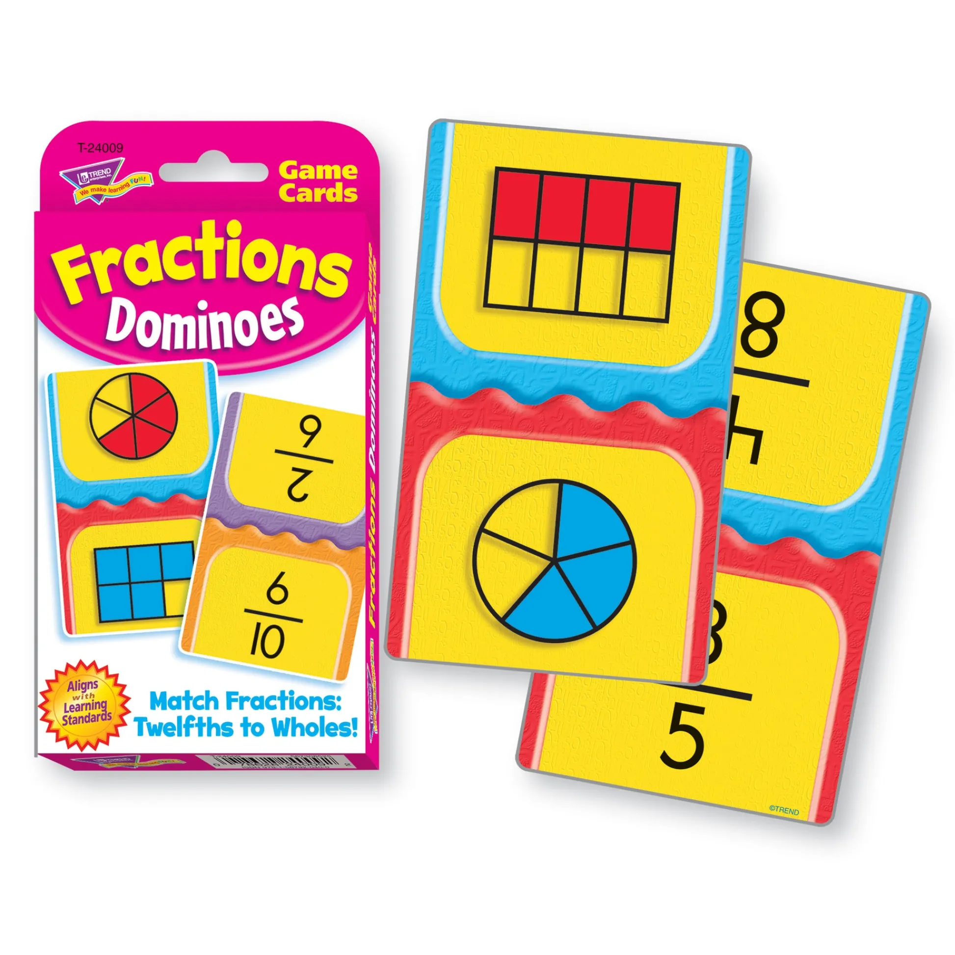 Educators Resource TREND Fraction Fun Dominoes Challenge Cards - Learning Game Set* Dominoes & Tiles Games