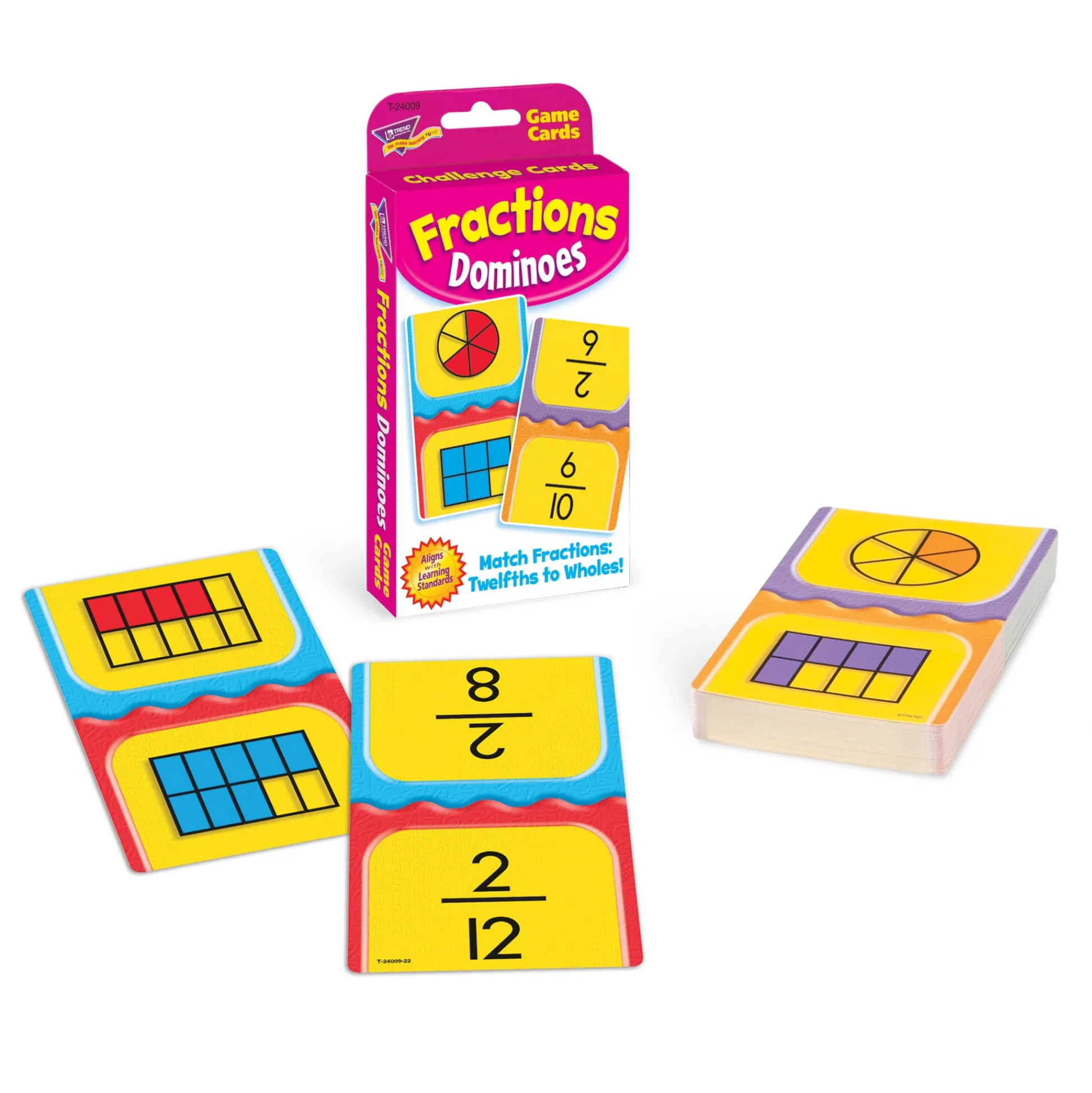 Educators Resource TREND Fraction Fun Dominoes Challenge Cards - Learning Game Set* Dominoes & Tiles Games