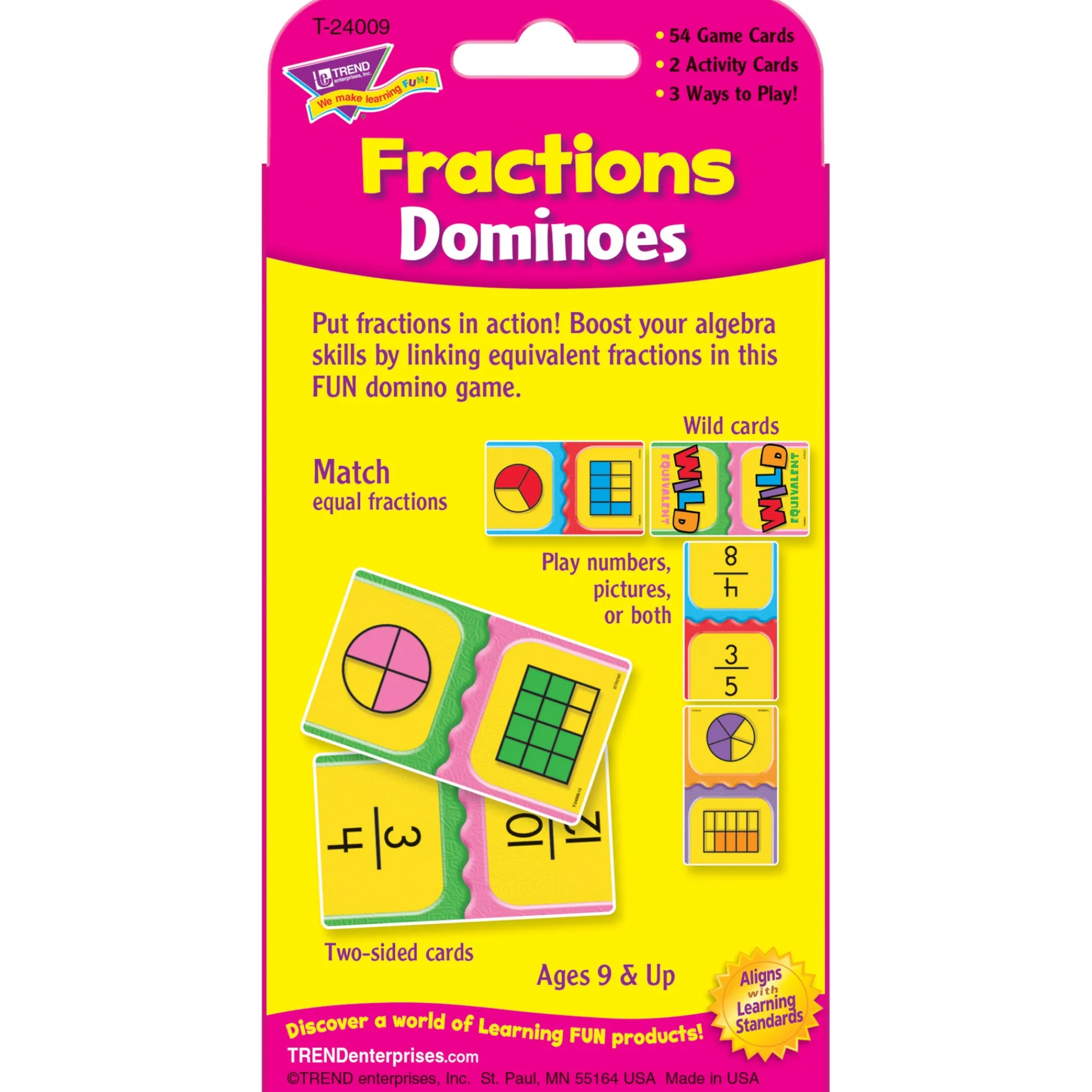 Educators Resource TREND Fraction Fun Dominoes Challenge Cards - Learning Game Set* Dominoes & Tiles Games