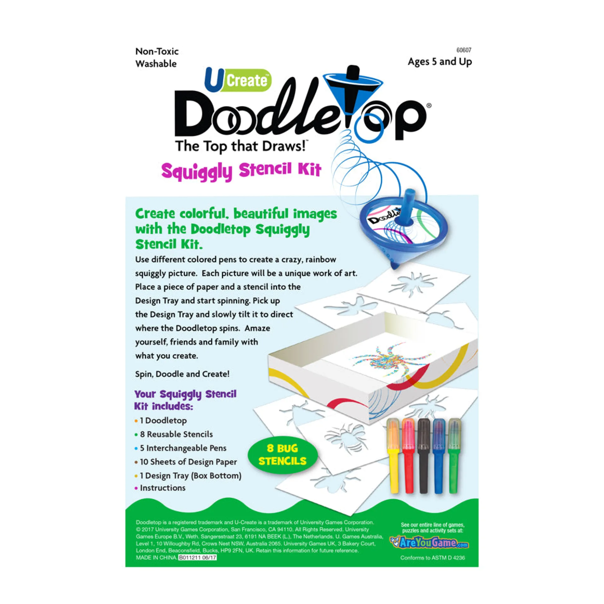 AreYouGame U-Create Doodletop Bugs Theme Stencil Art Kit* Drawing, Color & Painting