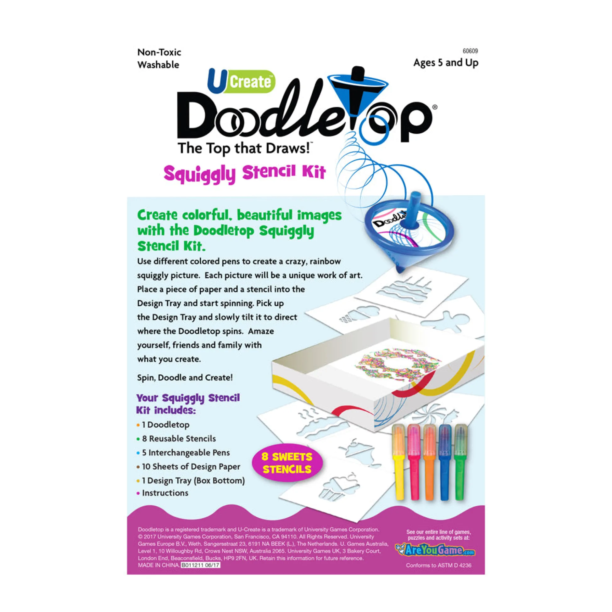 AreYouGame U-Create Doodletop Sweets Themed Stencil Art Kit* Drawing, Color & Painting