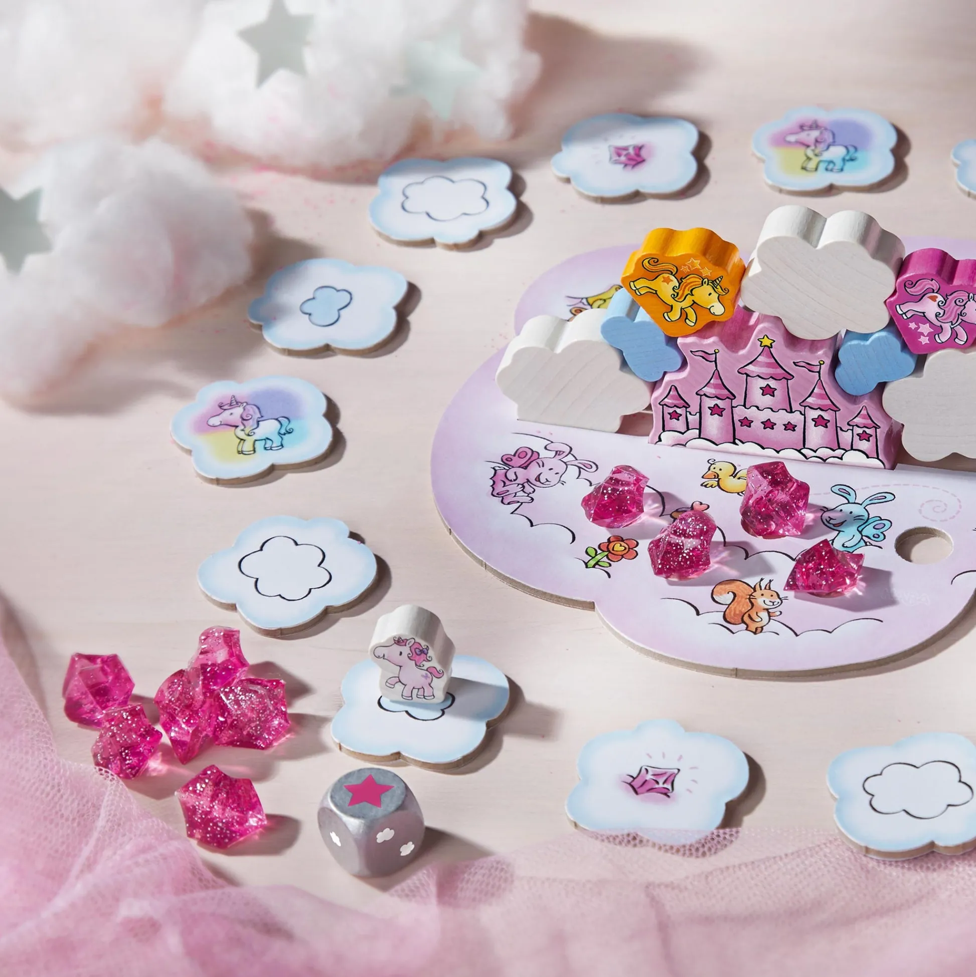 HABA USA Unicorn Glitterluck Cloud Kingdom Stacking Board Game* Board Games|Role-Playing Games