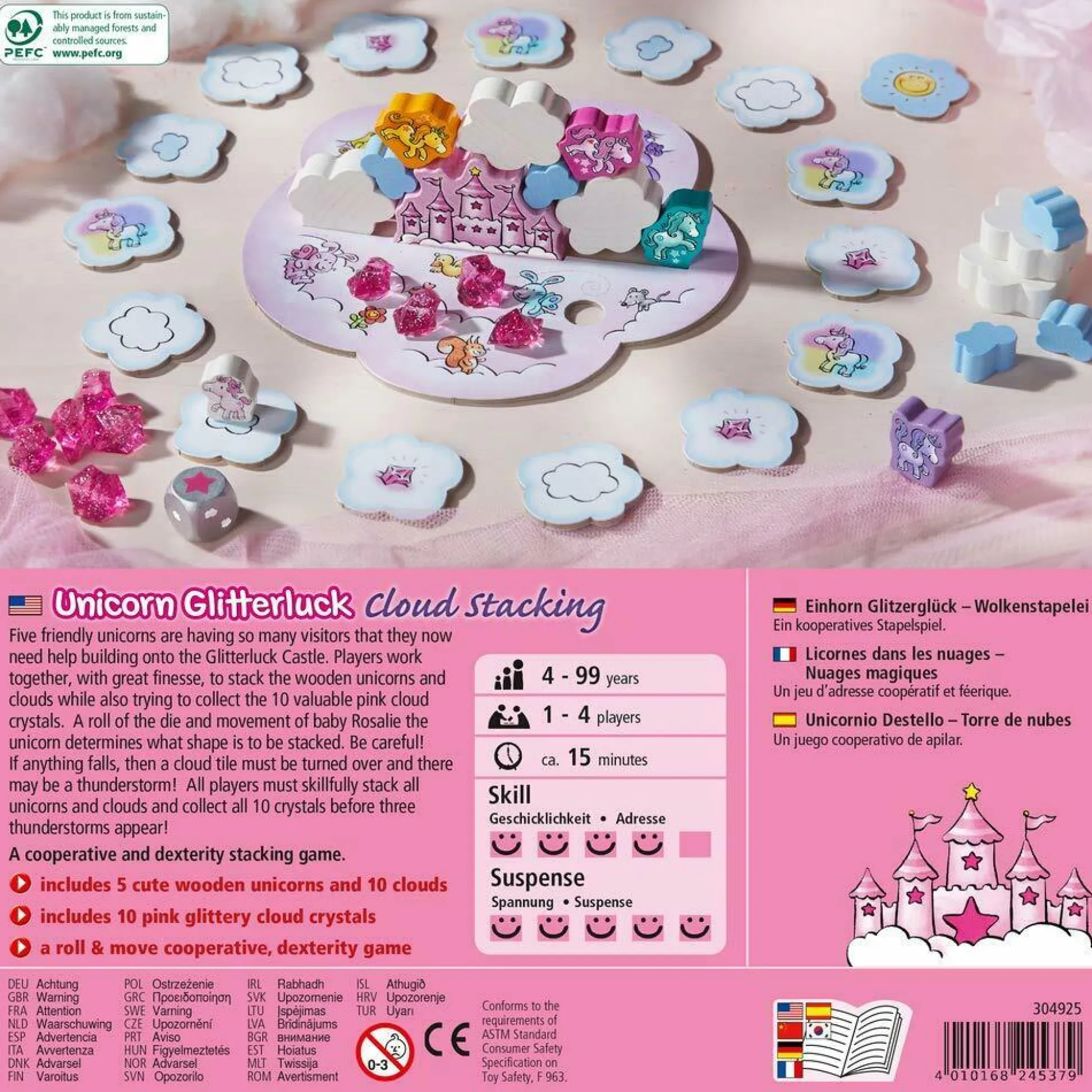 HABA USA Unicorn Glitterluck Cloud Kingdom Stacking Board Game* Board Games|Role-Playing Games