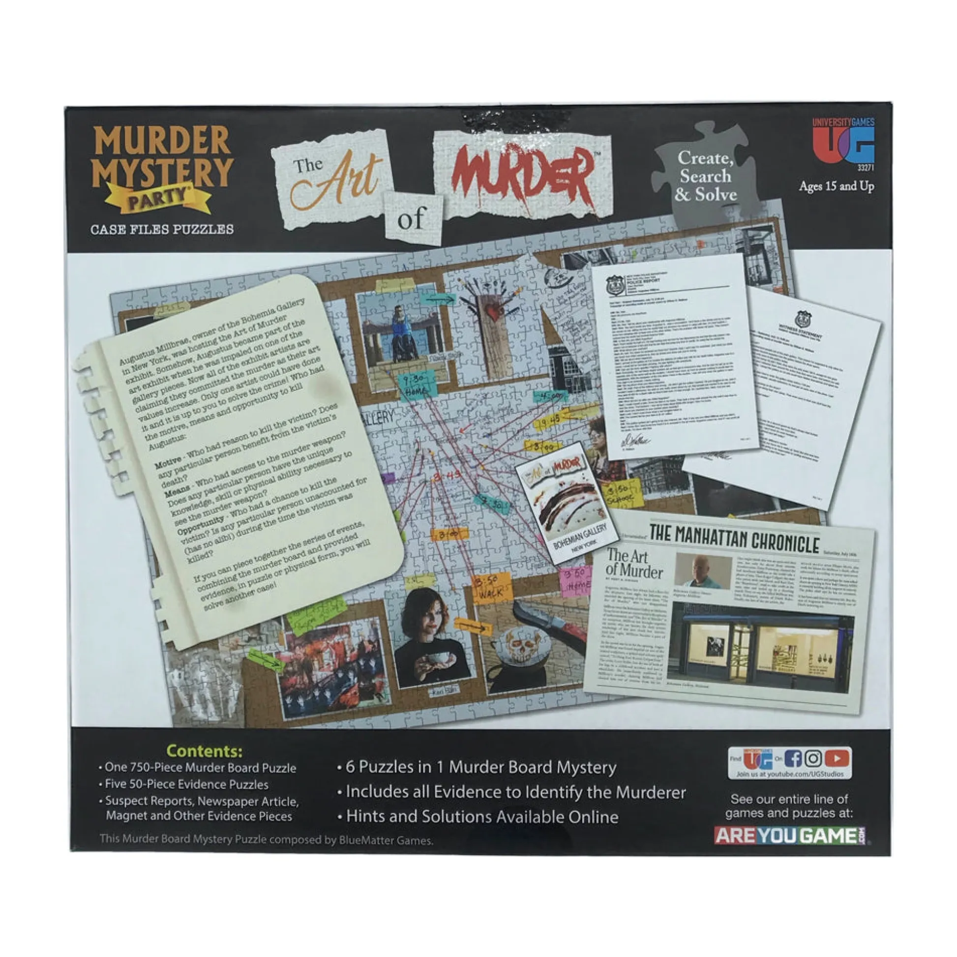 AreYouGame University Games Murder Mystery Party Case Files - The Art of Murder Puzzle Set, 1000 Pieces* Puzzles
