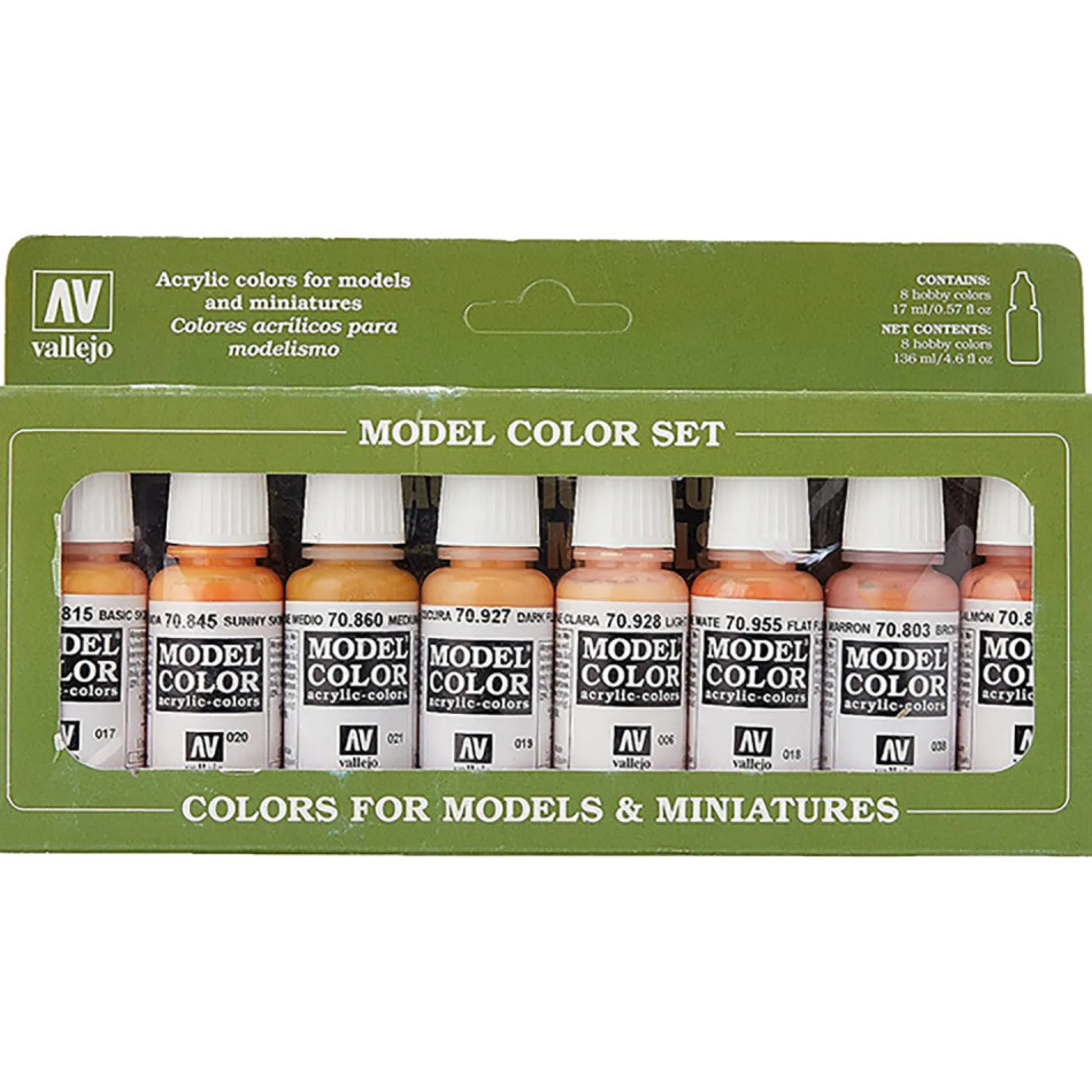 Flat River Group Vallejo Model Color Set - Face & Skin Tones, 8 Premium Paints* Drawing, Color & Painting