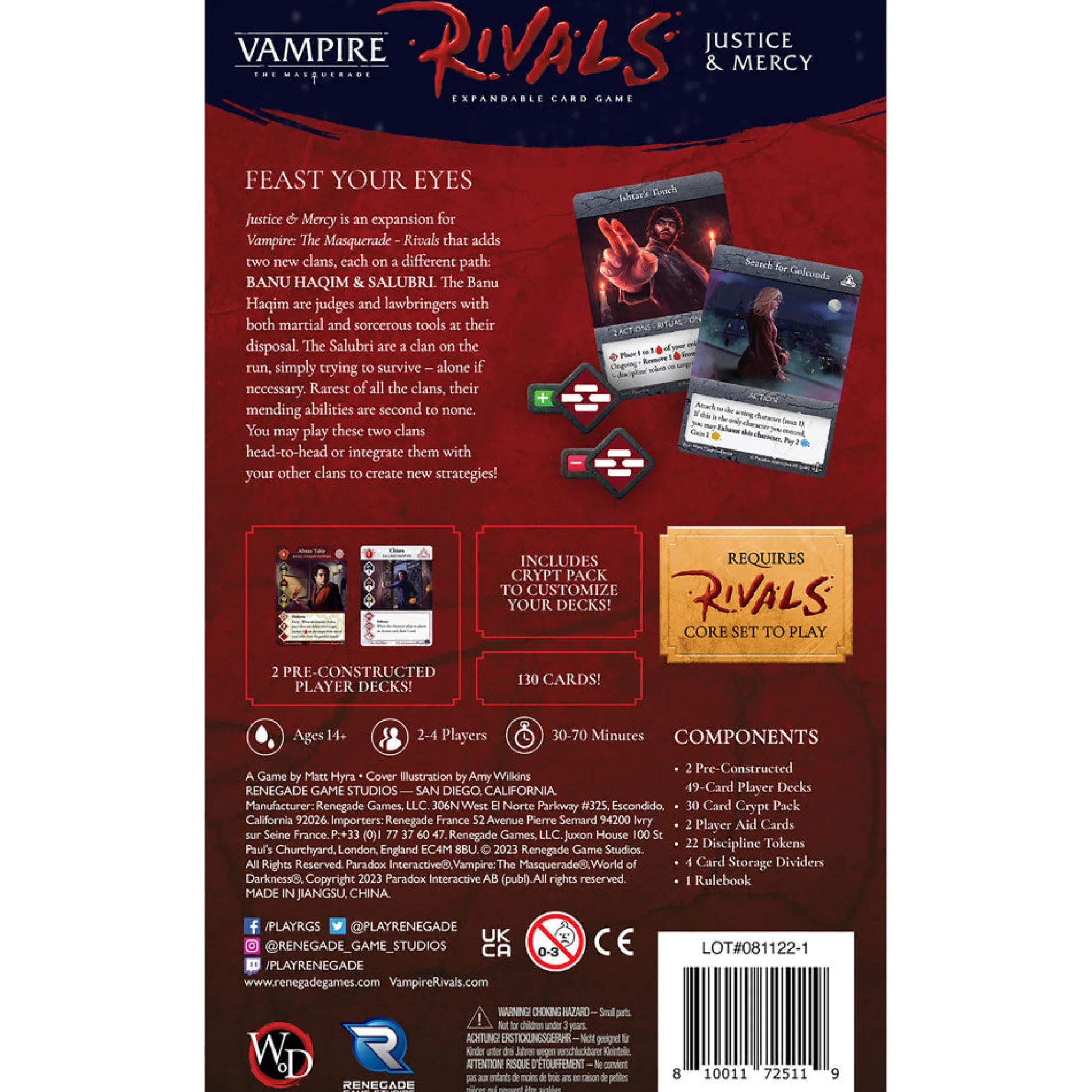 Flat River Group Vampire: The Masquerade Rivals Expandable Card Game - Justice & Mercy Expansion* Card Games