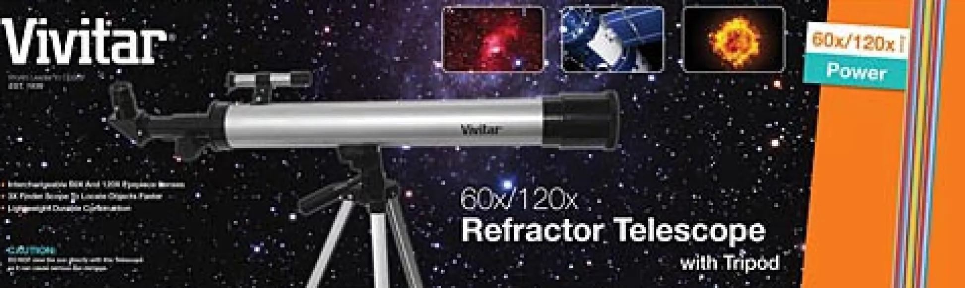Calendar Holdings, LLC Vivitar StarGazer 60x120x Refractor Telescope Kit with Tripod and Finder Scope* Science & Discovery