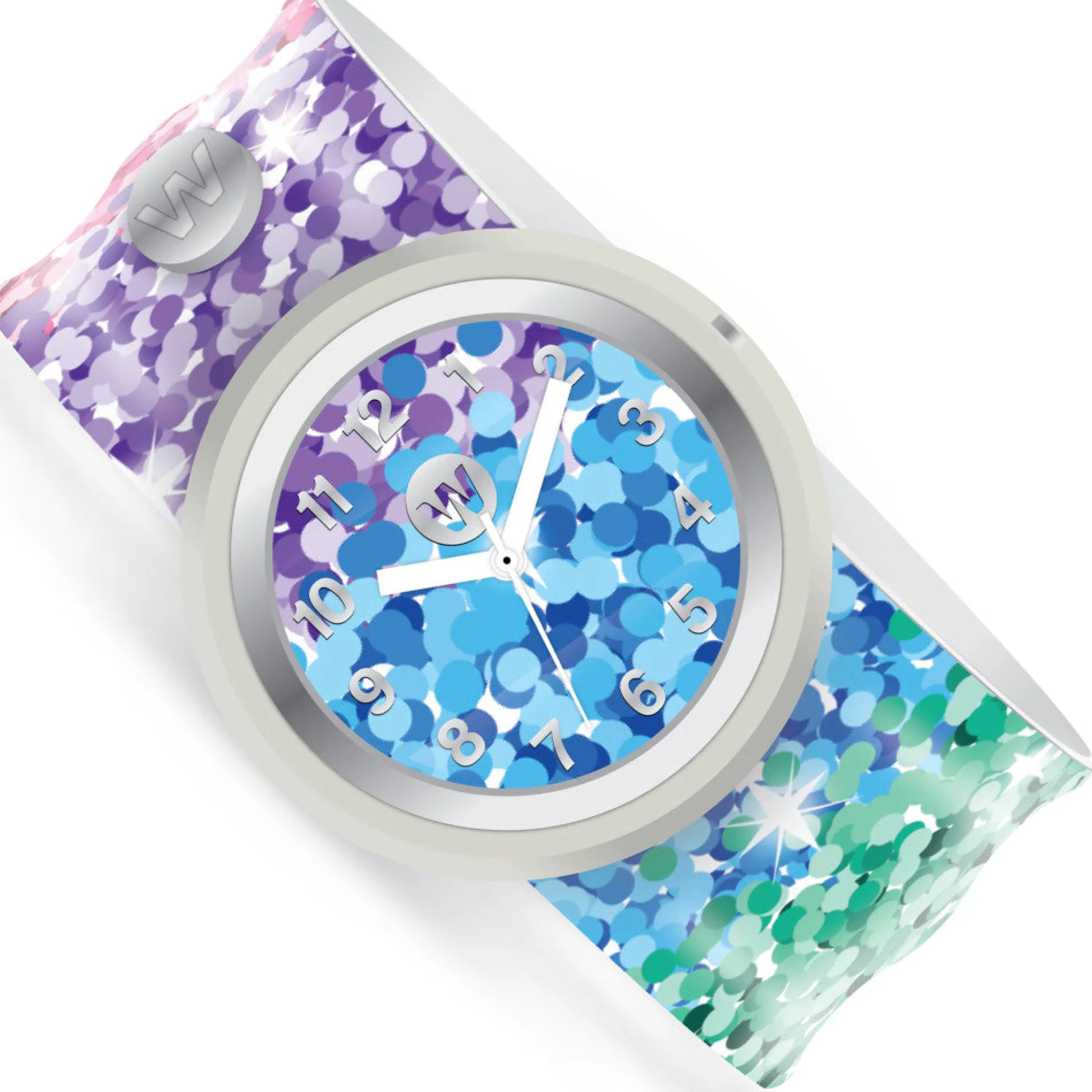 Flat River Group Watchitude Kids' Slap Watch Sassy Sequins - Rainbow Silicone Strap* Preschool Education Toys & Activities