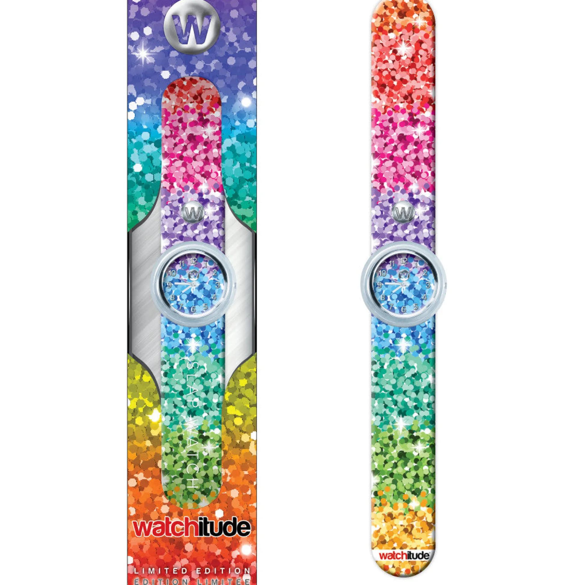 Flat River Group Watchitude Kids' Slap Watch Sassy Sequins - Rainbow Silicone Strap* Preschool Education Toys & Activities