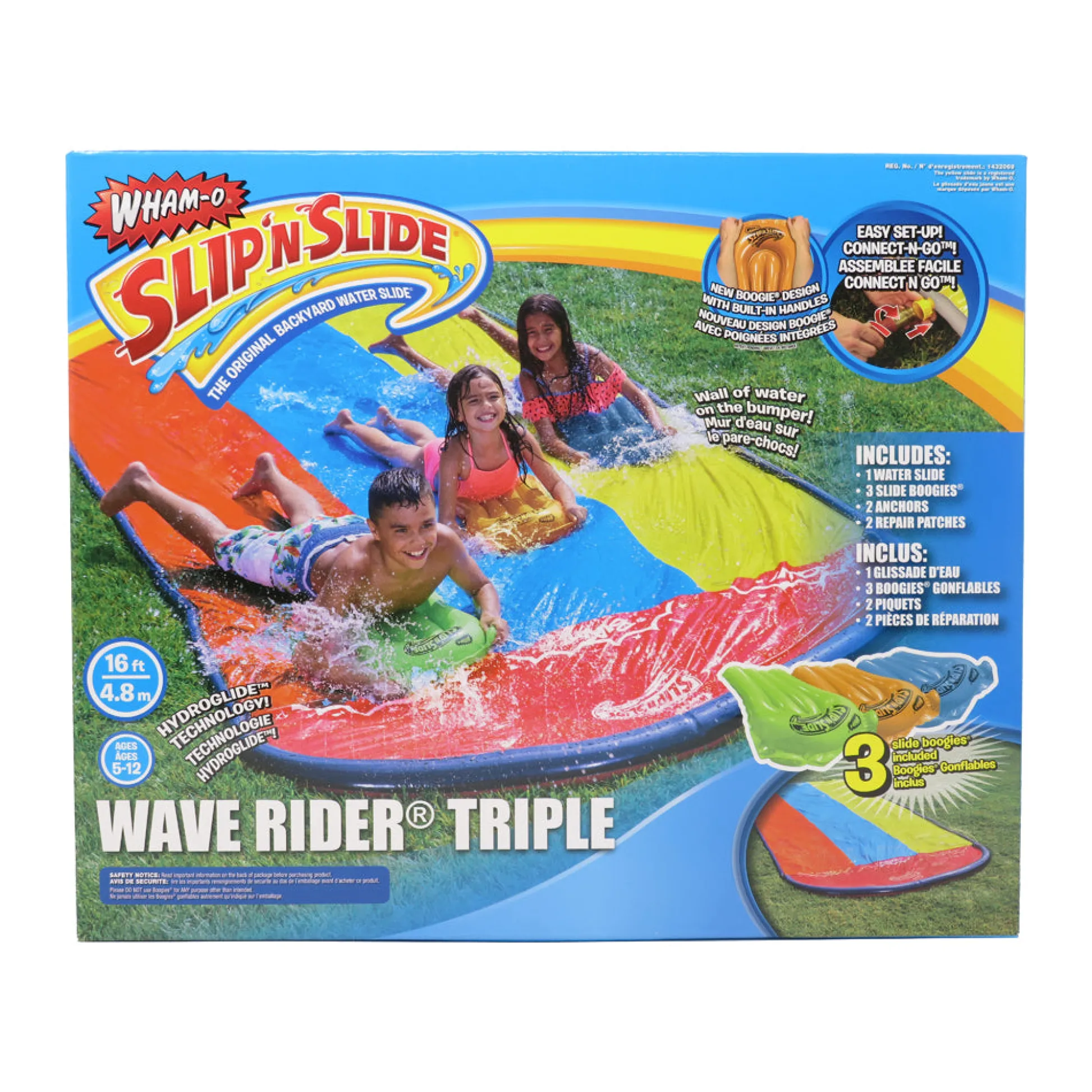 AreYouGame Wham-O Slip 'N Slide Wave Rider Triple with Inflatable Boogies* Swimming Pools & Water Toys|Social & Emotional Skills