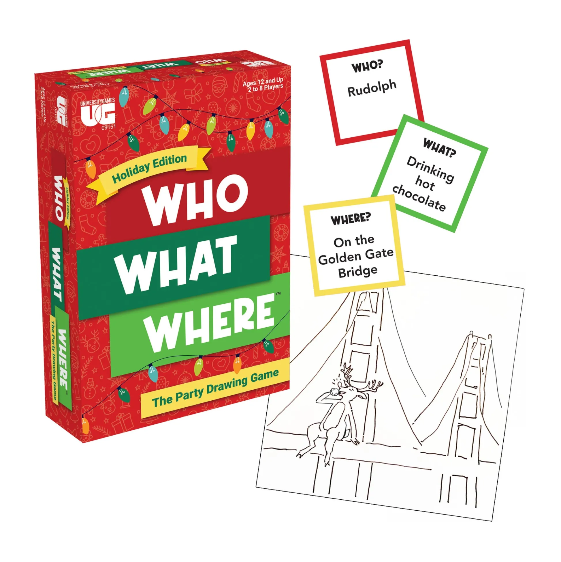 AreYouGame Who What Where Holiday Edition Party Drawing Game* Family & Entertainments Games