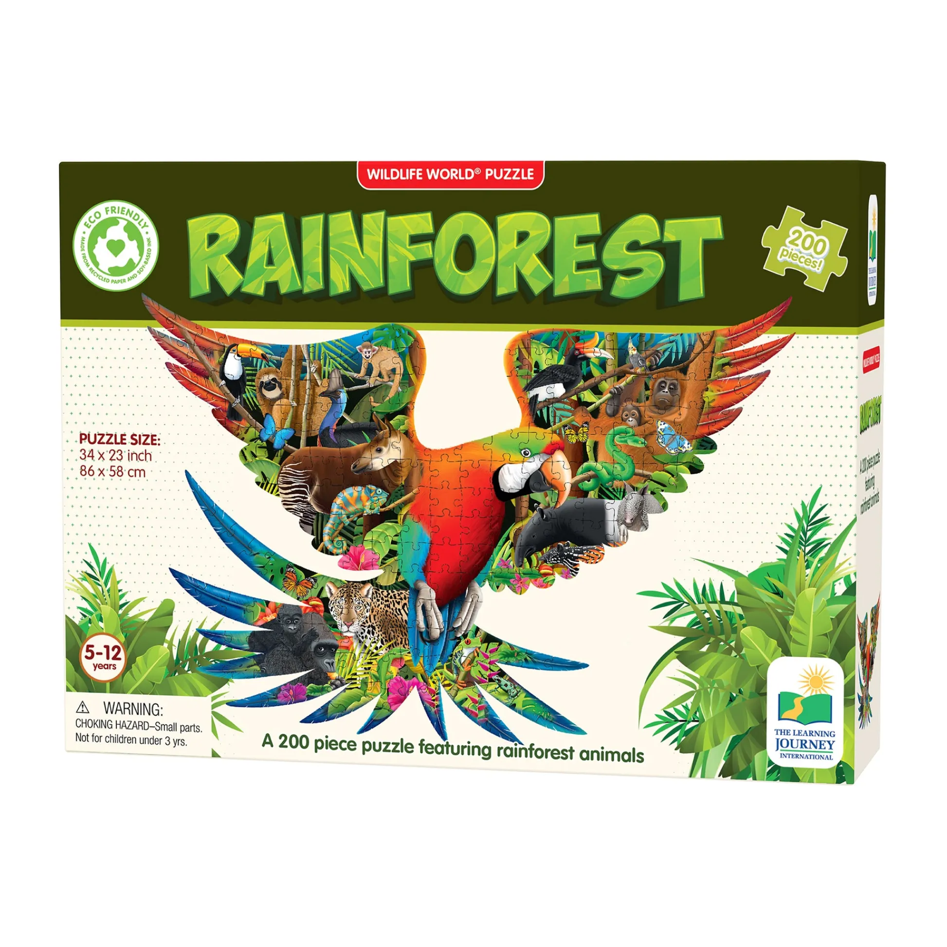 AreYouGame Wildlife World Rainforest Parrot Shaped Jigsaw Puzzle - 200 pcs* Puzzles