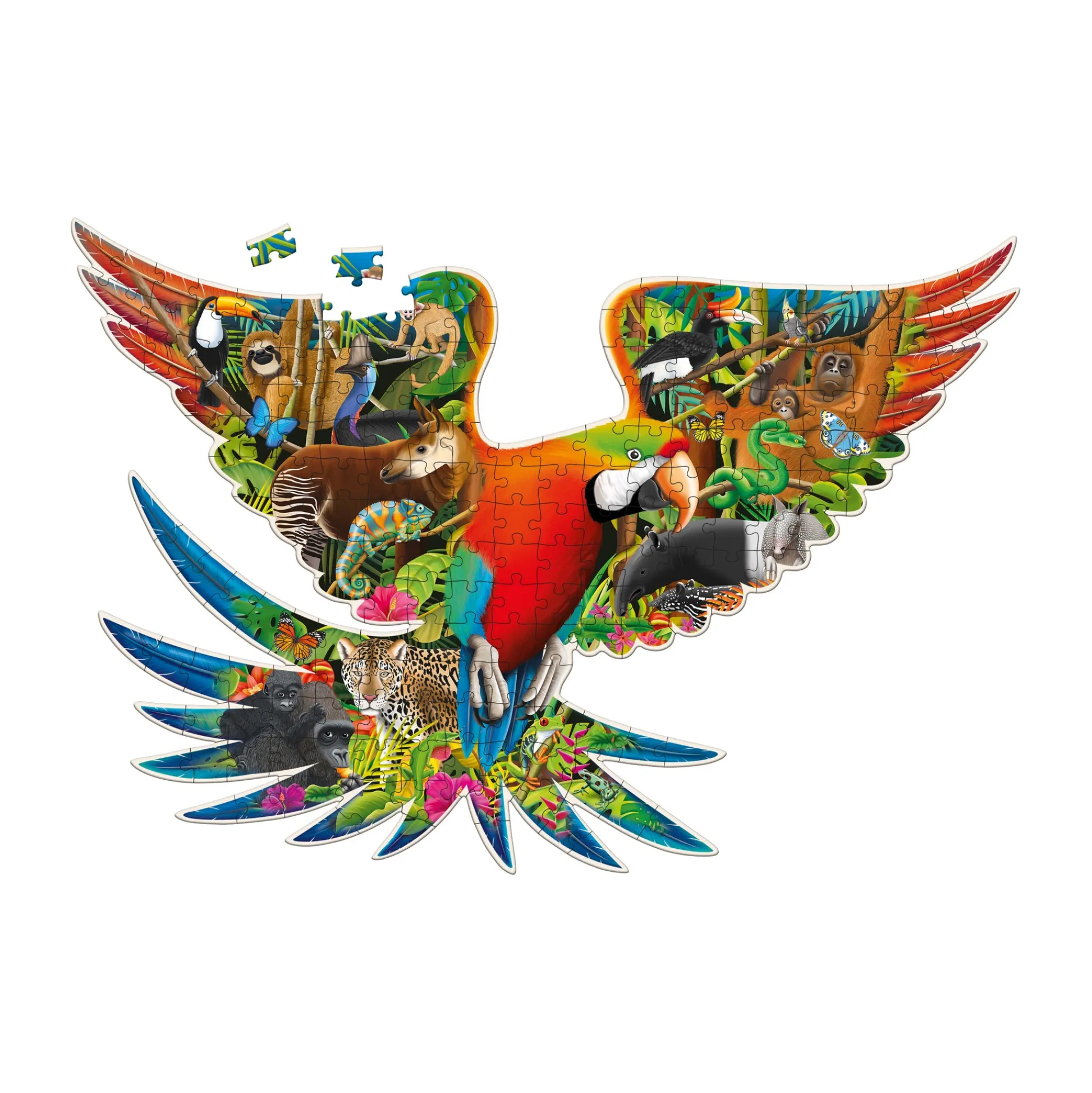 AreYouGame Wildlife World Rainforest Parrot Shaped Jigsaw Puzzle - 200 pcs* Puzzles