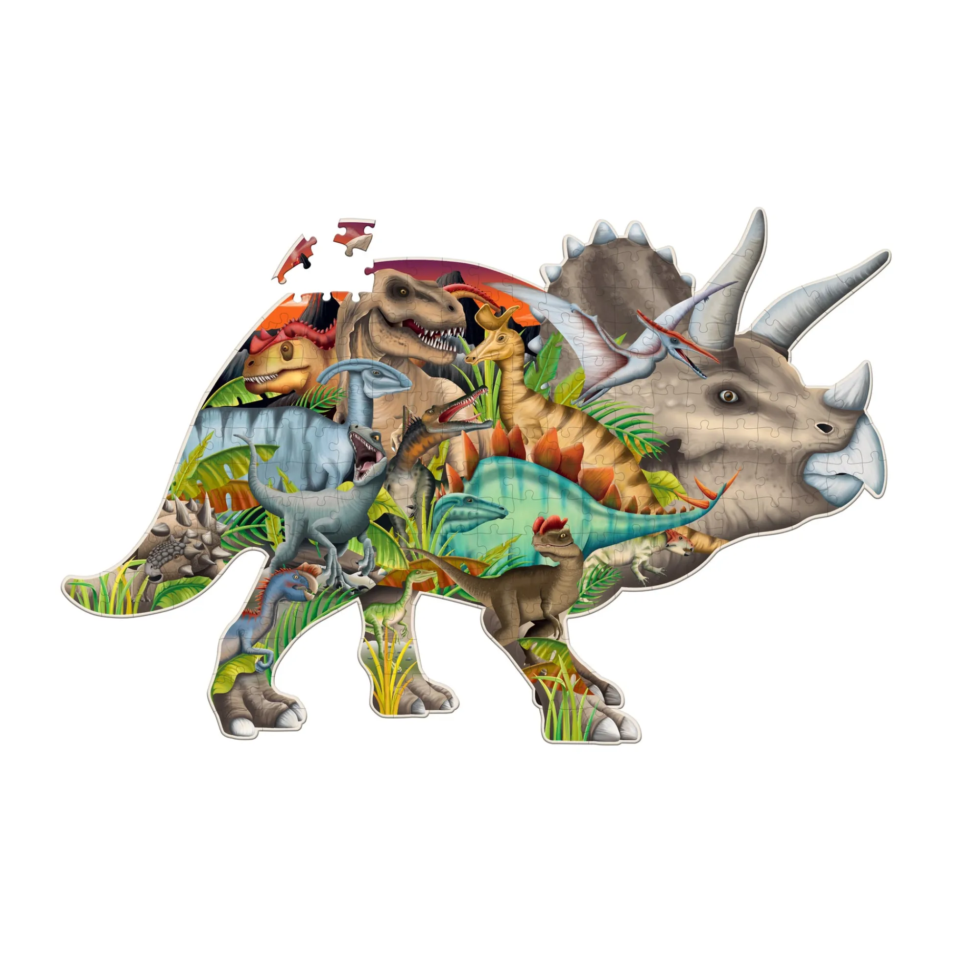 AreYouGame Wildlife World Triceratops-Shaped Dinosaur Puzzle - 200 pcs* Puzzles