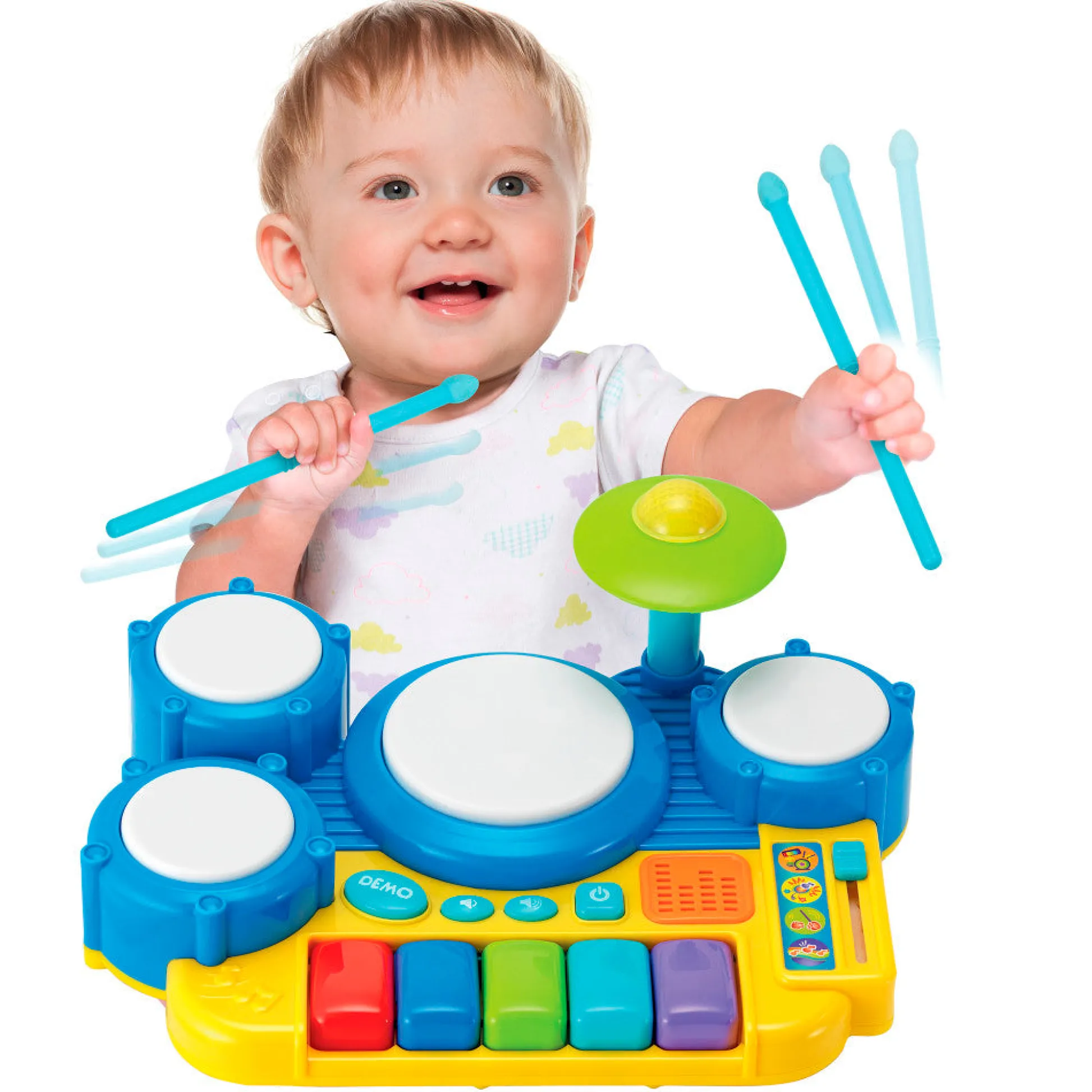 Flat River Group Winfun Boppin' Beats Drum and Keyboard Set with Lights and Sounds, Ages 18mo+* Preschool Education Toys & Activities