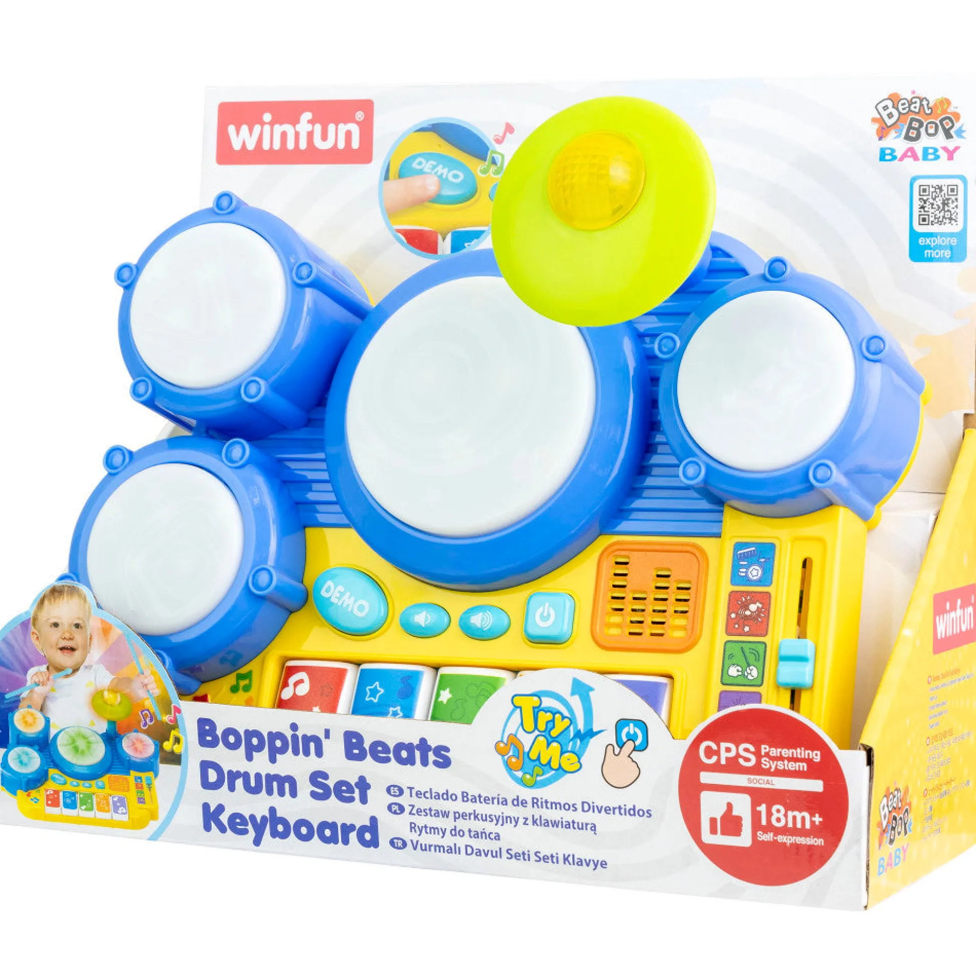 Flat River Group Winfun Boppin' Beats Drum and Keyboard Set with Lights and Sounds, Ages 18mo+* Preschool Education Toys & Activities