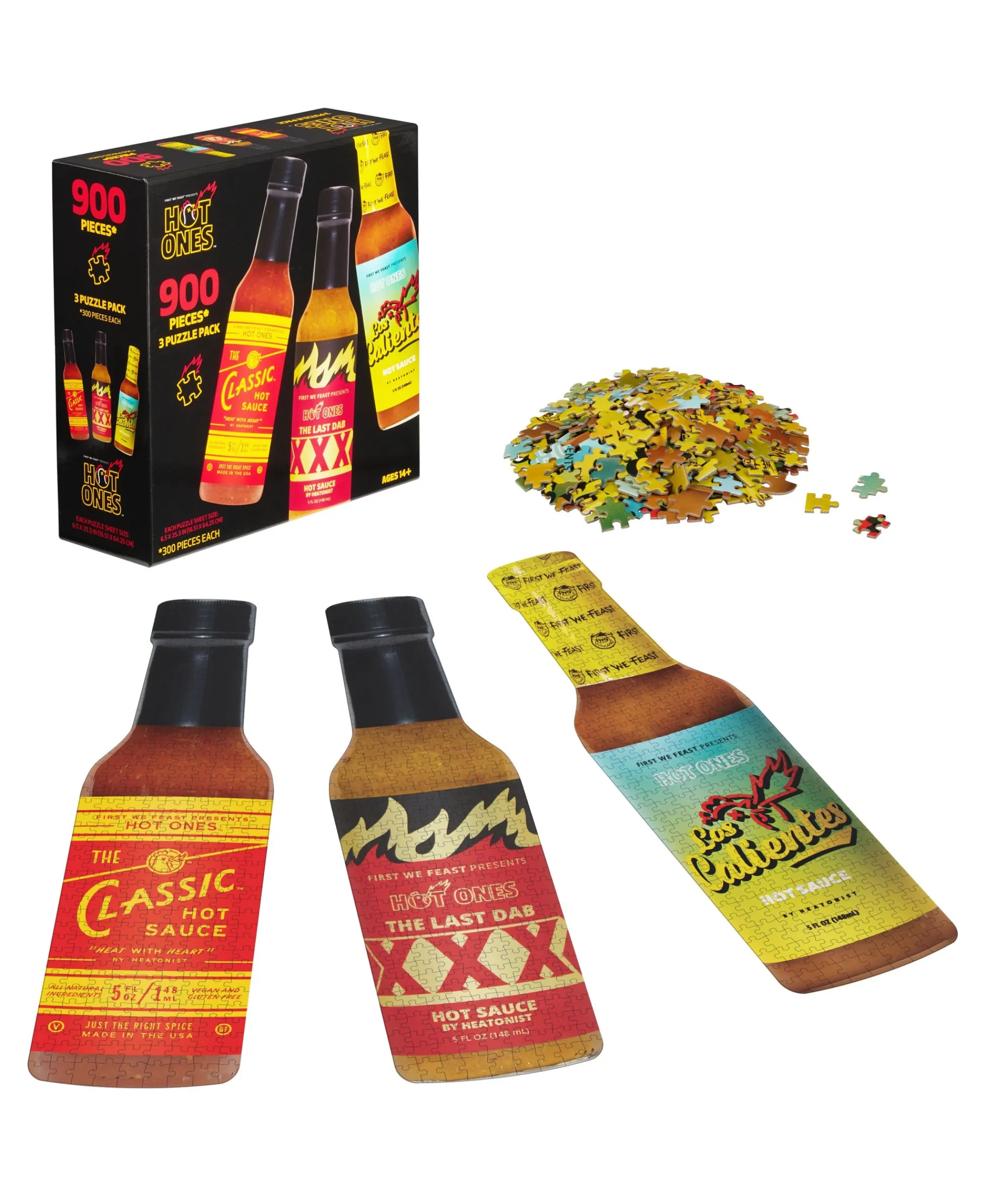 Macy's - Supplier WowWee Hot Ones Challenge 3-Pack Bottle-Shaped Puzzles - 900 pc* Puzzles