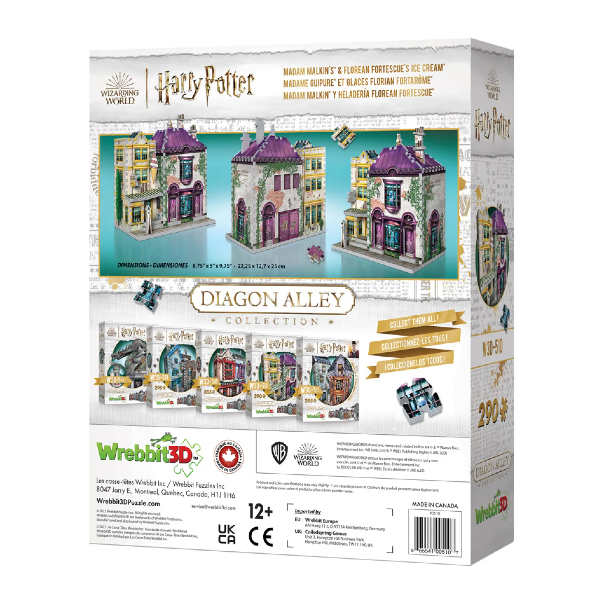 AreYouGame Wrebbit Harry Potter Diagon Alley Collection - Madam Malkin's & Florean Fortescue's Ice Cream 3D Puzzle, 290 Pieces* Puzzles
