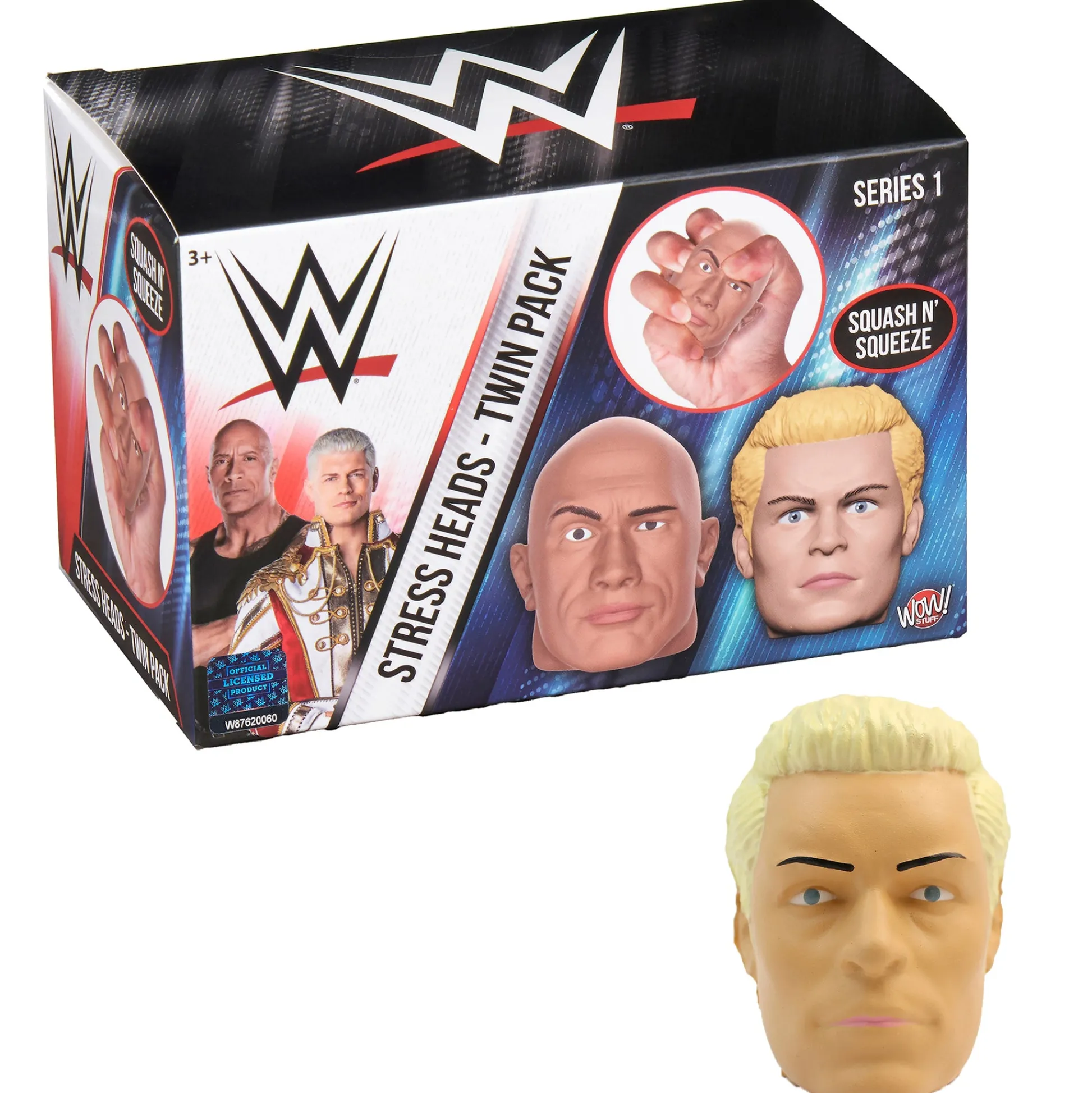 Flat River Group WWE Stress Heads Twin Pack - 3" Cody Rhodes & The Rock Squeeze Toys* Collectible Figures & Playsets