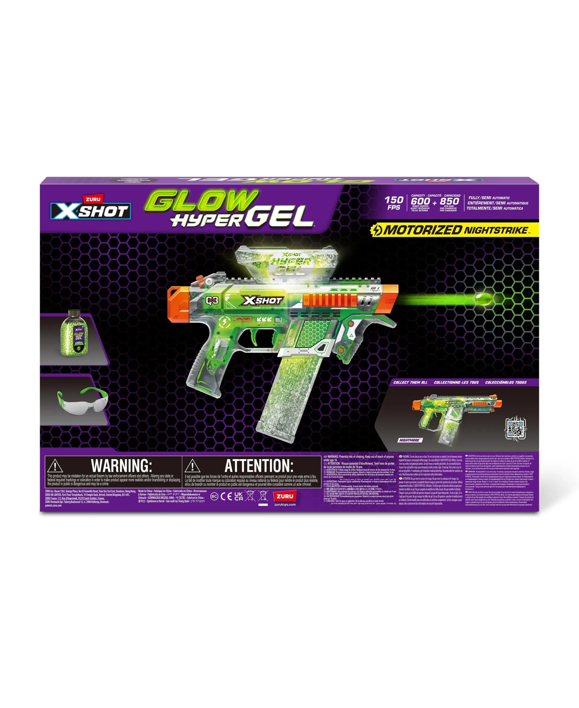 Macy's - Supplier X-Shot Hyper Gel Glow in the Dark Blaster Ultimate Nighttime Shooter* Nerf & Toy Blasters|Nerf & Toy Blasters
