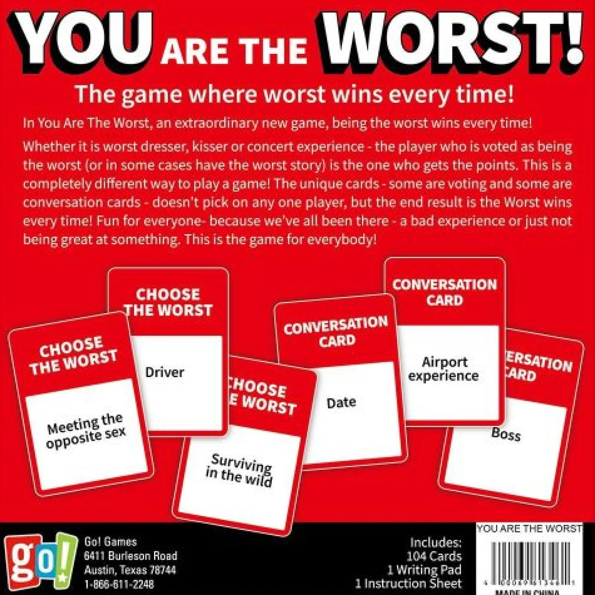 Calendar Holdings, LLC You Are The Worst Game - Hilarious Party Fun* Social & Emotional Skills|Family & Entertainments Games