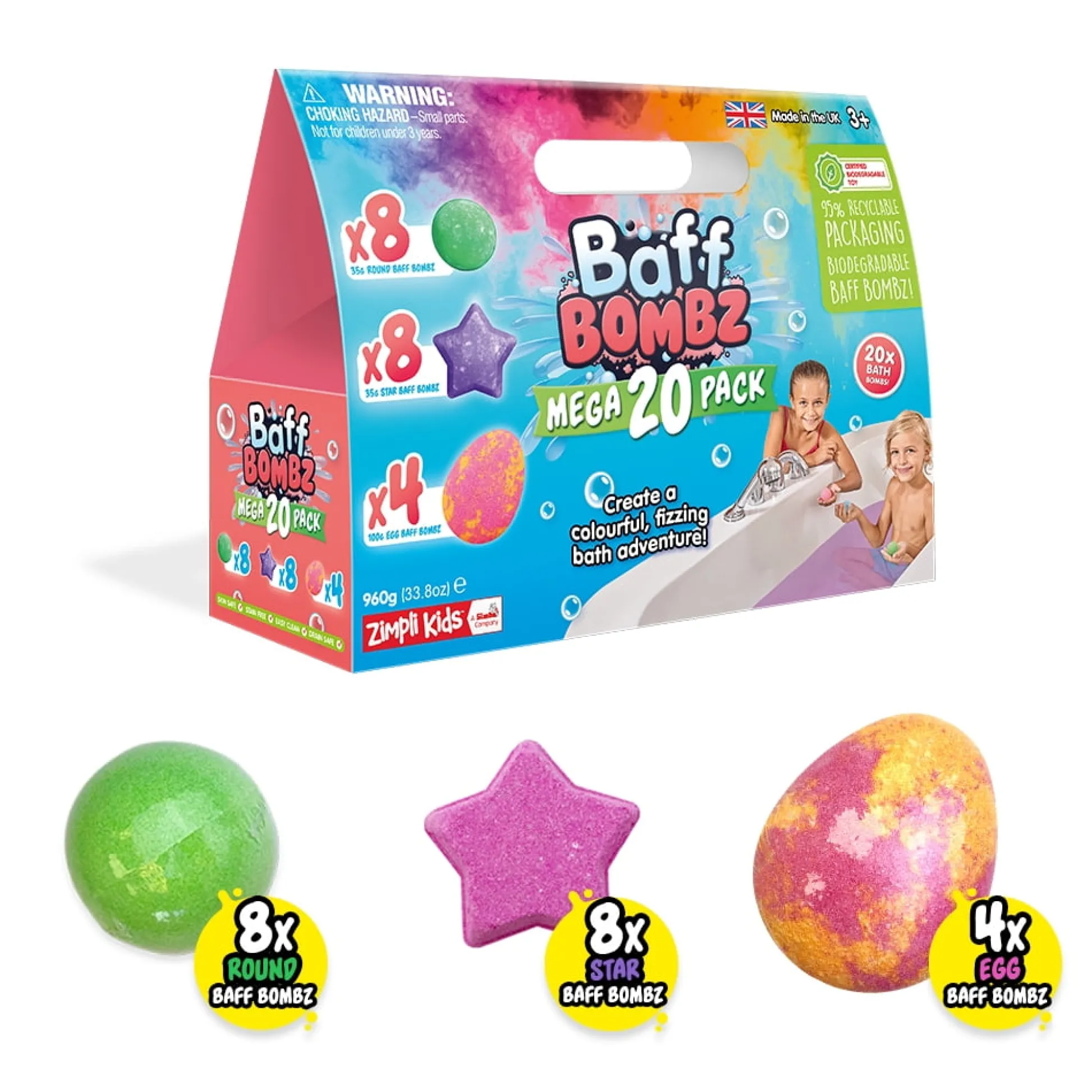 The Distribution Solutions Zimpli Kids 20x Bath Bombs Gift Set: Fizzing & Colorful Bath Adventure* Bath Toys