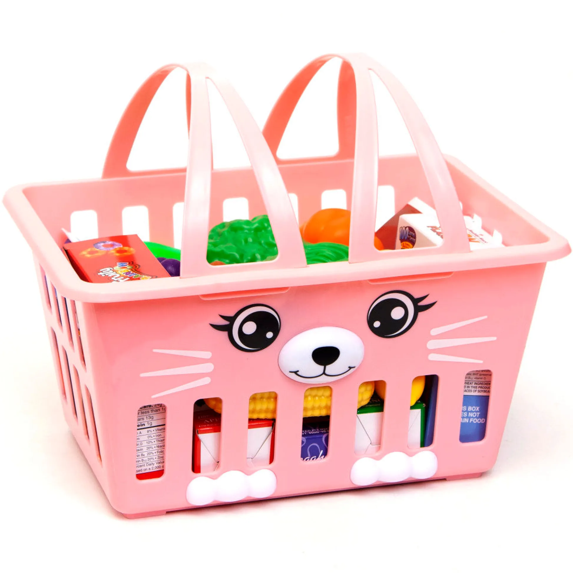 Flat River Group Zoo Troop: Kitty Basket - Pink Cat Playset with 16 Pieces, Ages 2+* Kitchens & Play Food|Social & Emotional Skills
